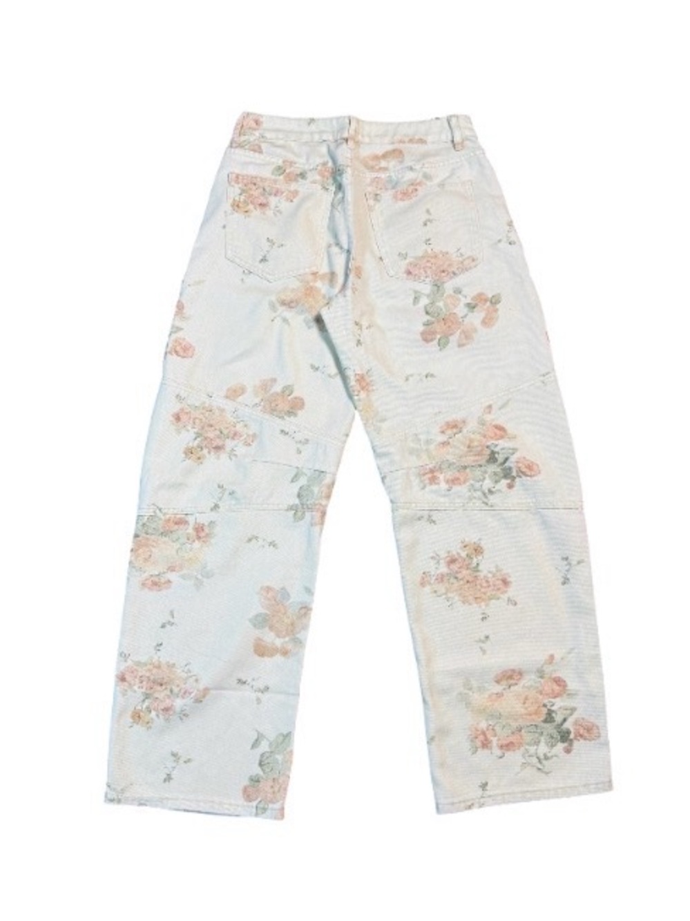Cali 1850 Floral Cream Barrel Jeans Low Rise Printed Denim Boho Y2K 9/29 - Picture 2 of 10